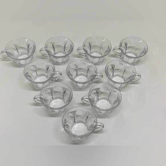 Lot of 10 Great Depression Era Vintage Hexagonal Flat Bottom Glass Punch Cups - Picture 1 of 16